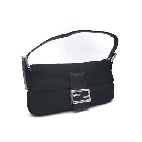 fendi black shoulder bag vintage|Fendi old baguette 1990.